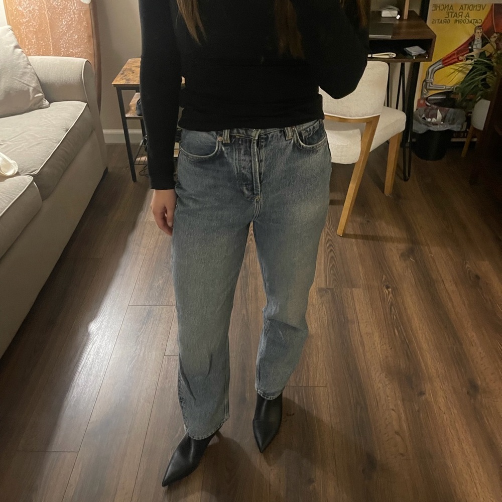 ALL SAINTS Debbie High Rise Straight Leg Cropped Jeans in Indigo Blue Size 24